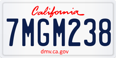 CA license plate 7MGM238