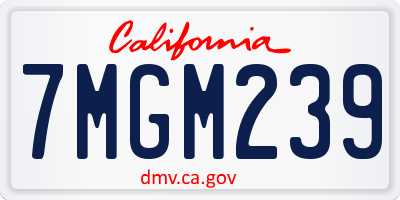 CA license plate 7MGM239