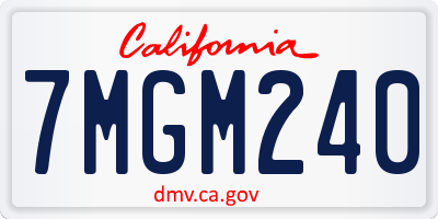 CA license plate 7MGM240