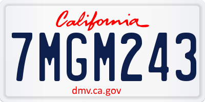 CA license plate 7MGM243