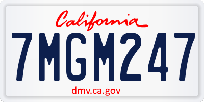 CA license plate 7MGM247