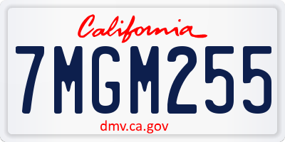 CA license plate 7MGM255