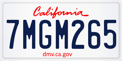 CA license plate 7MGM265