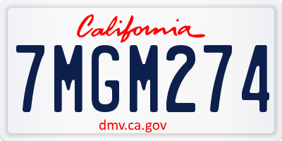 CA license plate 7MGM274