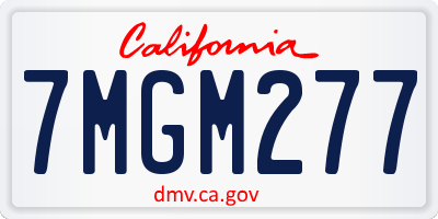 CA license plate 7MGM277