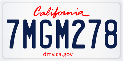 CA license plate 7MGM278