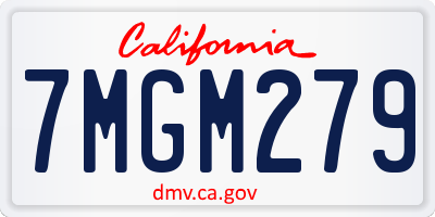 CA license plate 7MGM279