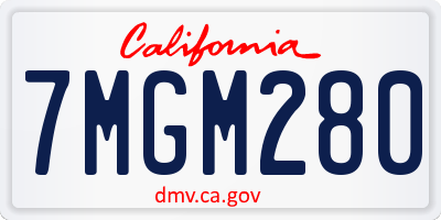 CA license plate 7MGM280