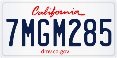 CA license plate 7MGM285