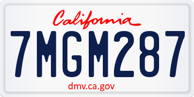 CA license plate 7MGM287