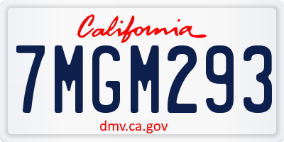 CA license plate 7MGM293