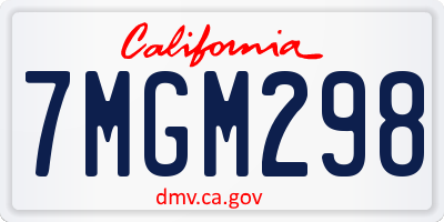 CA license plate 7MGM298