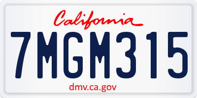 CA license plate 7MGM315