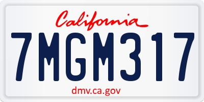 CA license plate 7MGM317