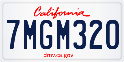 CA license plate 7MGM320