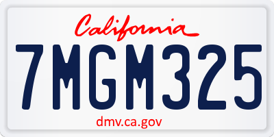 CA license plate 7MGM325
