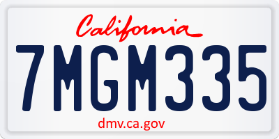 CA license plate 7MGM335