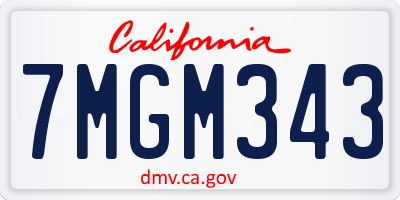 CA license plate 7MGM343