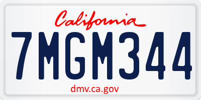 CA license plate 7MGM344