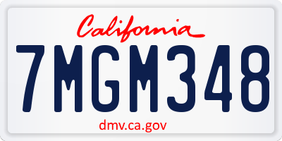 CA license plate 7MGM348
