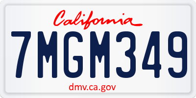 CA license plate 7MGM349