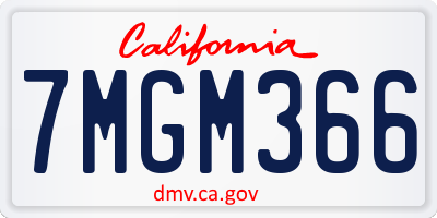 CA license plate 7MGM366