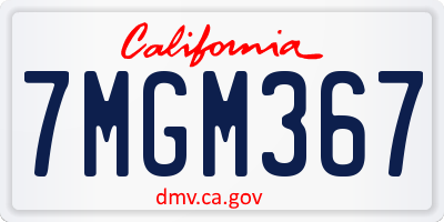 CA license plate 7MGM367
