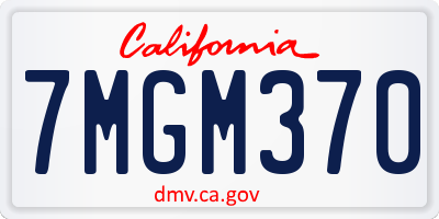 CA license plate 7MGM370