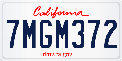 CA license plate 7MGM372