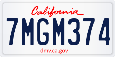 CA license plate 7MGM374