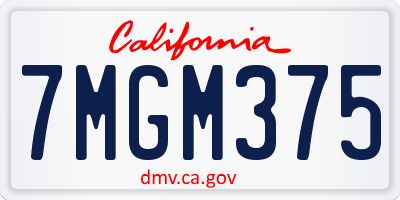 CA license plate 7MGM375