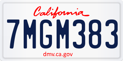 CA license plate 7MGM383