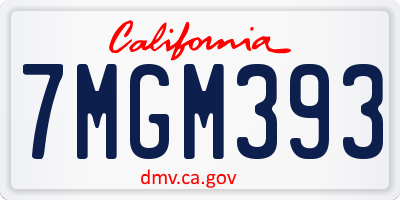CA license plate 7MGM393