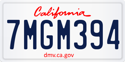 CA license plate 7MGM394