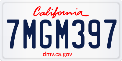 CA license plate 7MGM397