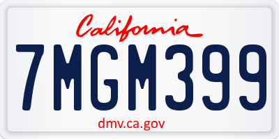 CA license plate 7MGM399