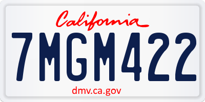 CA license plate 7MGM422