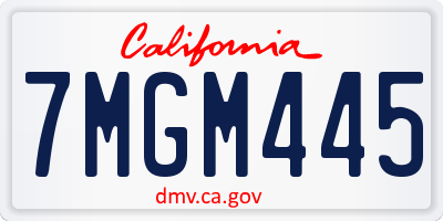 CA license plate 7MGM445