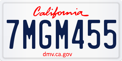 CA license plate 7MGM455