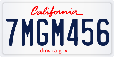 CA license plate 7MGM456