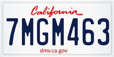 CA license plate 7MGM463