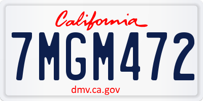 CA license plate 7MGM472