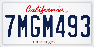 CA license plate 7MGM493