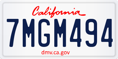 CA license plate 7MGM494