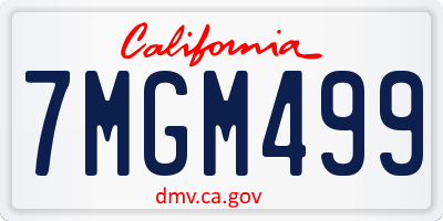 CA license plate 7MGM499