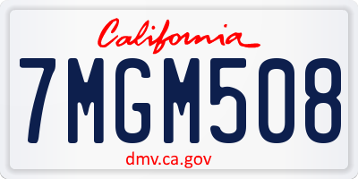 CA license plate 7MGM508