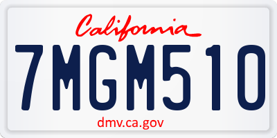 CA license plate 7MGM510