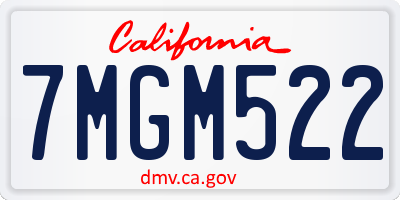 CA license plate 7MGM522