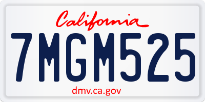 CA license plate 7MGM525