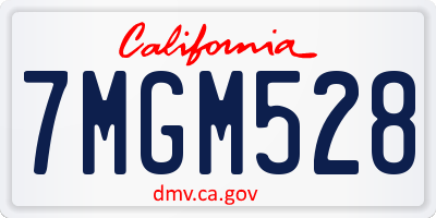CA license plate 7MGM528